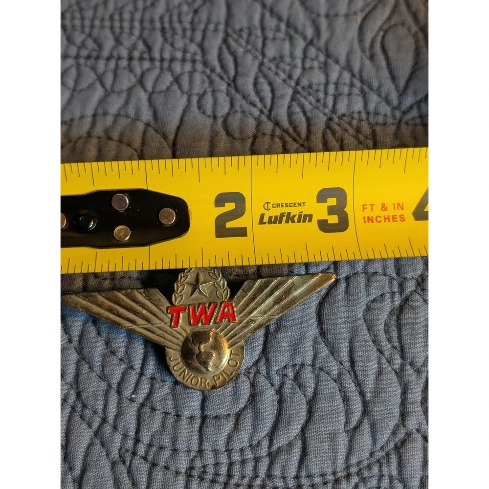 Vintage TWA Junior Pilot Wings Pin Metal AMICO Korea Trans World Airlines 1960s